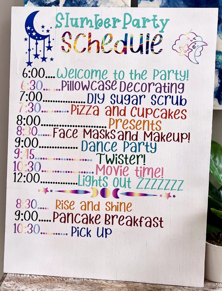 sleepover party schedule 