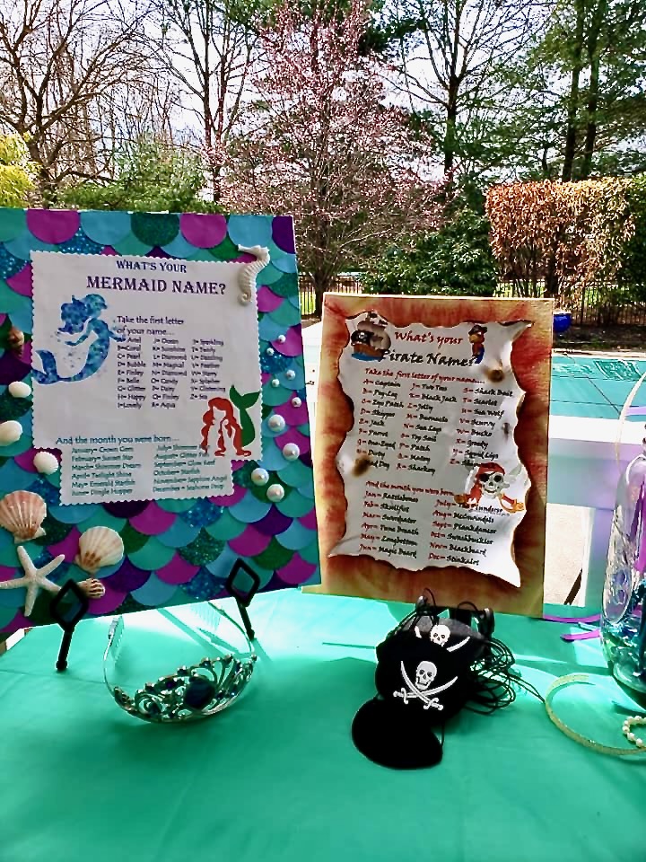 mermaid and pirate names signs