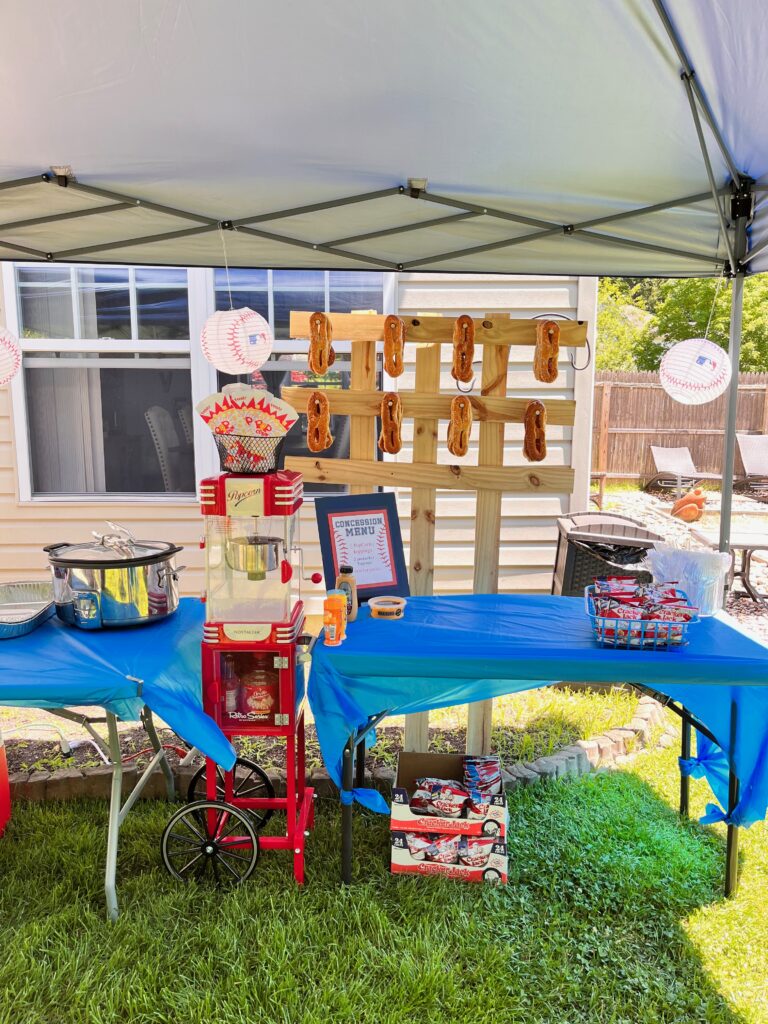 Pretzel wall and popcorn machine