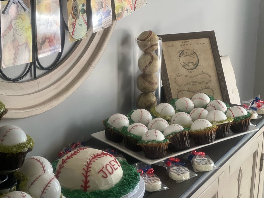 Baseball party dessert table