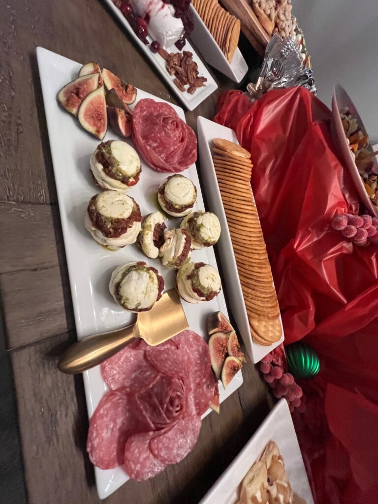 Pesto and sundried tomato cheeseball platter