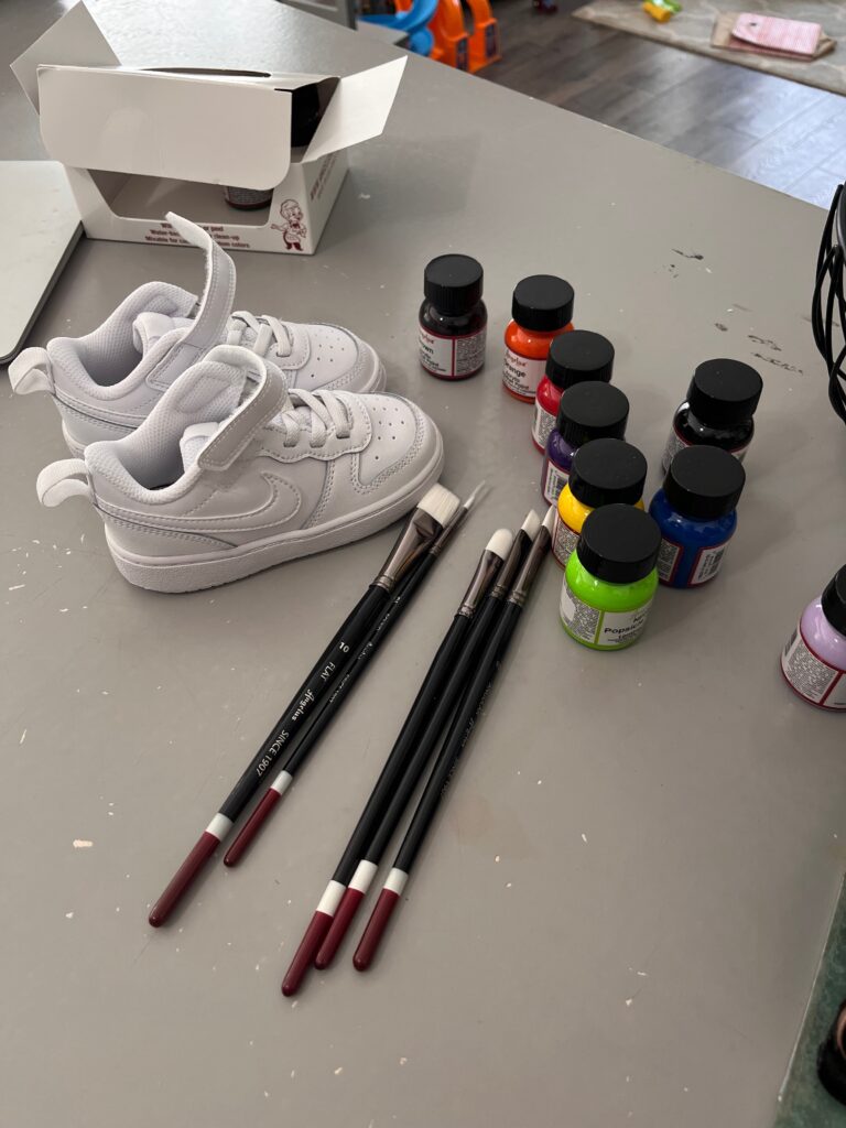 supplies to customize and paint Nike air force sneakers