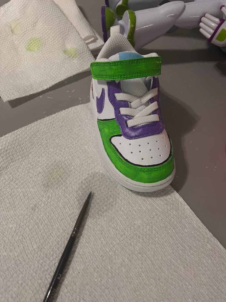 Top of Buzz Lightyear hand-painted custom sneaker