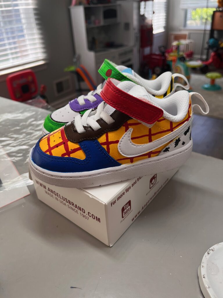 Finished custom hand painted toy story Woody sneaker