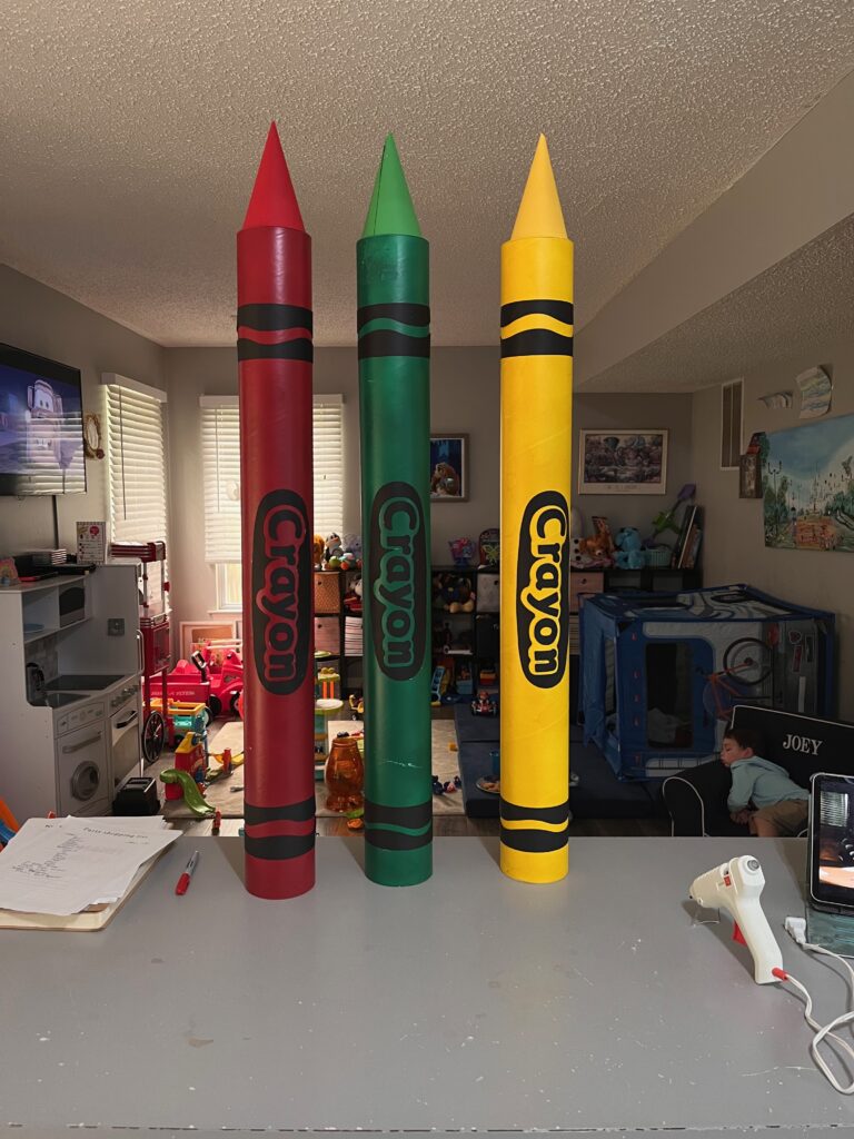 over sized crayons for party decoration