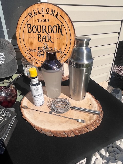 bitter cocktail shakers and strainer.