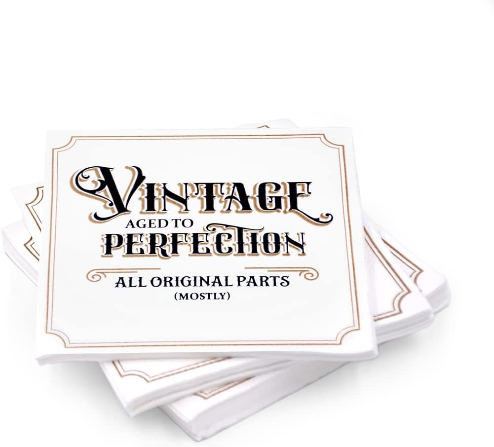 bourbon-themed cocktail napkins on bar setup