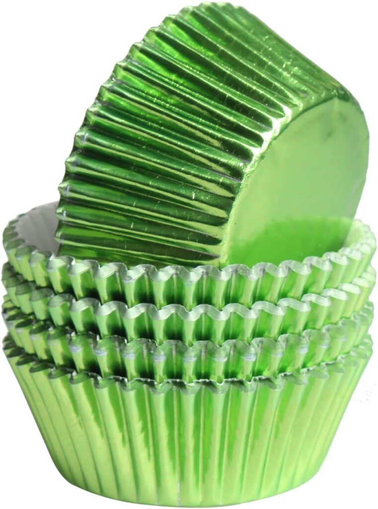 green metalic cupcake liners